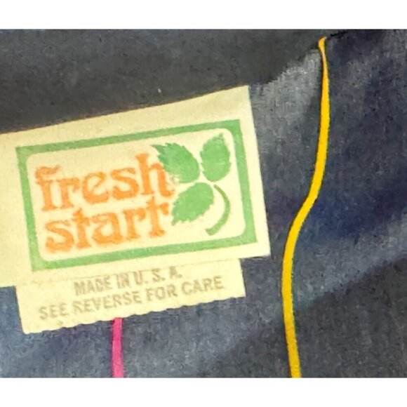 Vintage FRESH START Tie Neck Striped Blouse 70s 80s Navy Size Small - Picture 6 of 7